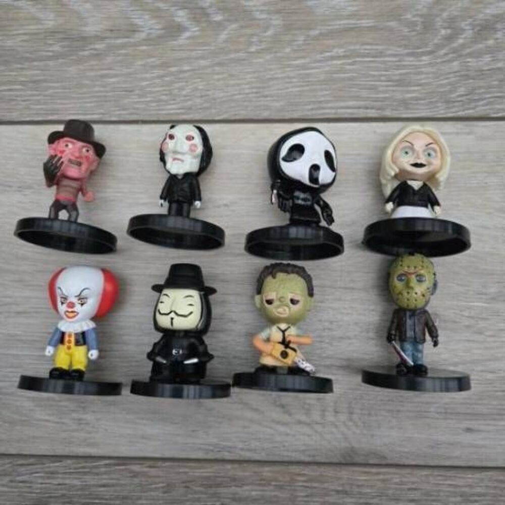 Mini Horror Toy Figure Collection of 8 Jason, Freddy, Pennywise, Tiffany, V&more